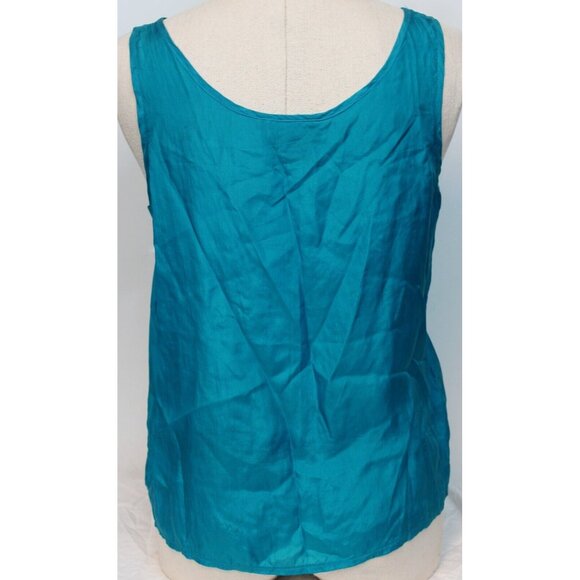 VTG 1990s Jonathan Martin Aqua Blue Silk Shirt Women Medium Tank Top Blouse Unde - Picture 4 of 6